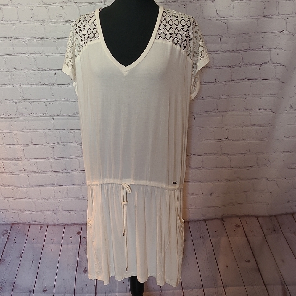 Cream L/XL Calvin Klein Swim Cover Dress Romper